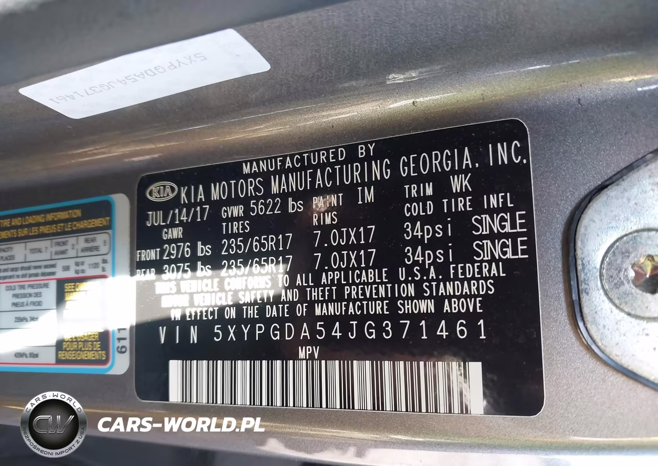 2018 Kia Sorento 3.3L Lx VIN:5XYPGDA54JG371461 - 9