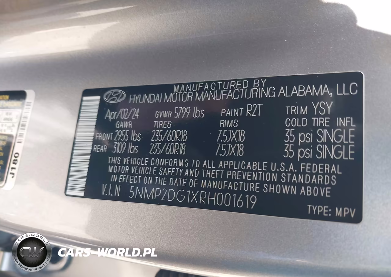 2024 Hyundai Santa Fe Hybrid Sel VIN:5NMP2DG1XRH001619 - 9