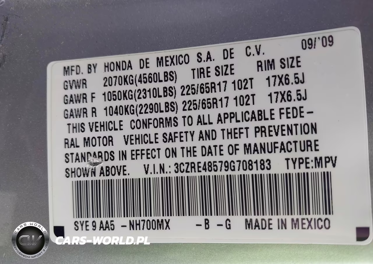 2009 Honda Cr-V Ex VIN:3CZRE48579G708183 - 9