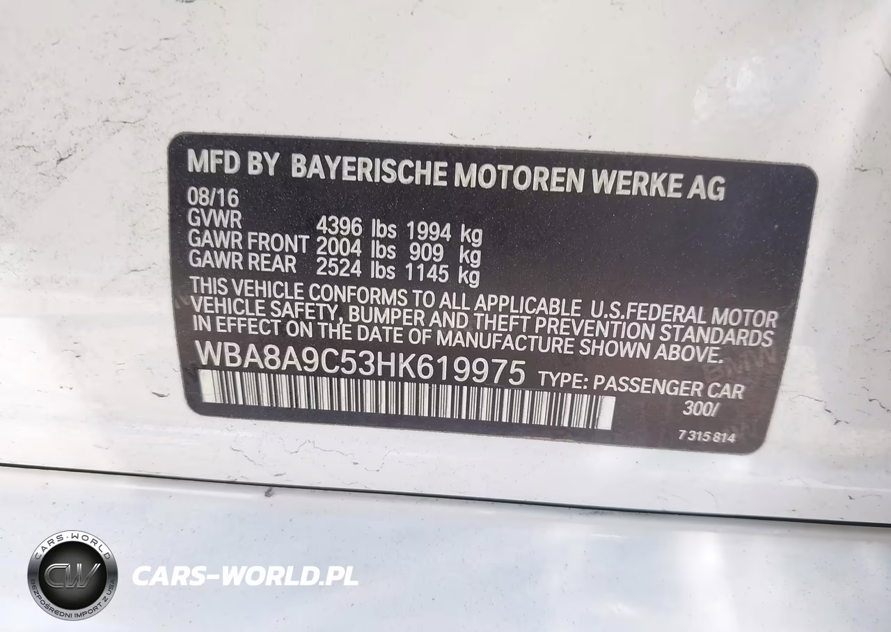 2017 BMW 320I VIN:WBA8A9C53HK619975 - 9
