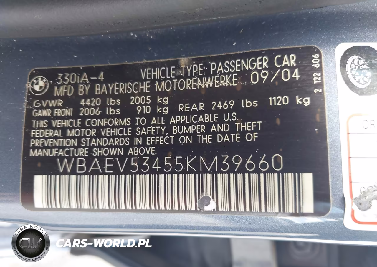 2005 BMW 330I VIN:WBAEV53455KM39660 - 9