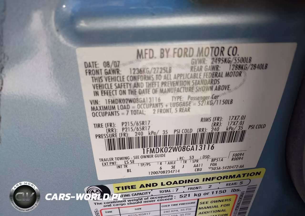 2008 Ford Taurus X Sel VIN:1FMDK02W08GA13116 - 9