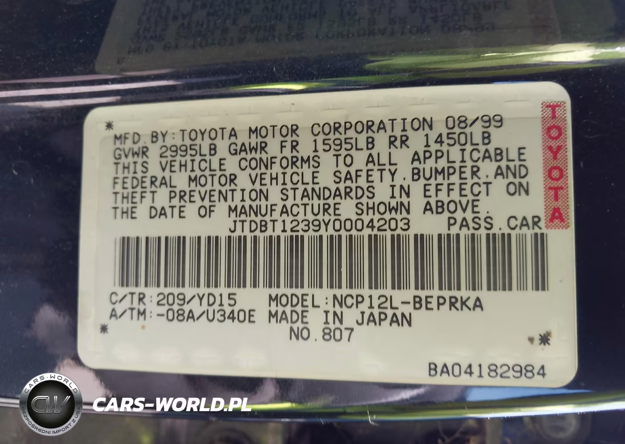 2000 Toyota Echo VIN:JTDBT1239Y0004203 - 9