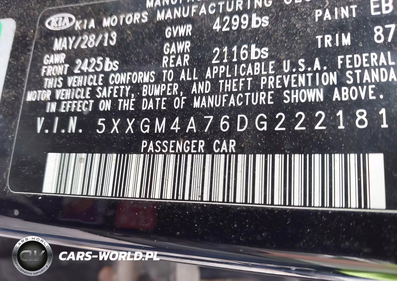 2013 Kia Optima Lx VIN:5XXGM4A76DG222181 - 9