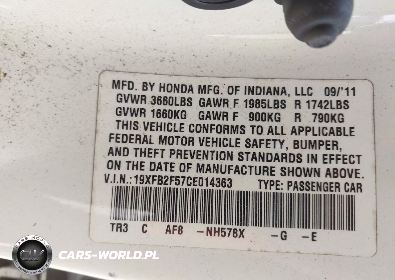 2012 Honda Civic Lx VIN:19XFB2F57CE014363 - 9