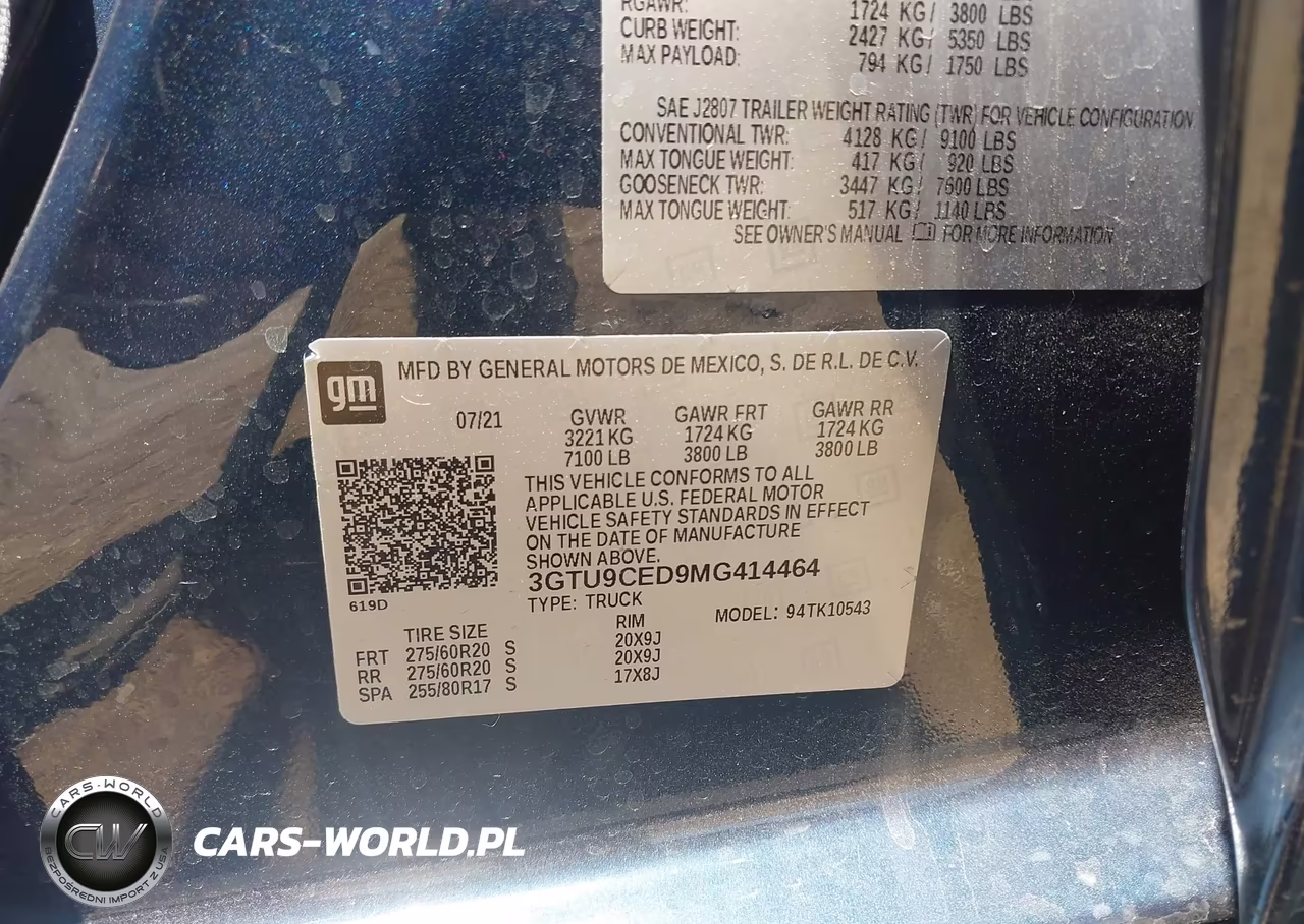 2021 GMC Sierra 1500 4Wd Short Box Elevation VIN:3GTU9CED9MG414464 - 9