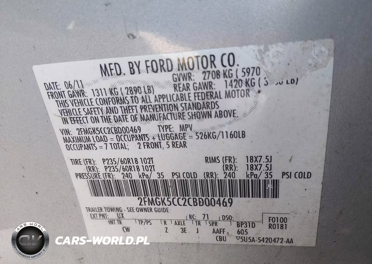 2012 Ford Flex Sel VIN:2FMGK5CC2CBD00469 - 9