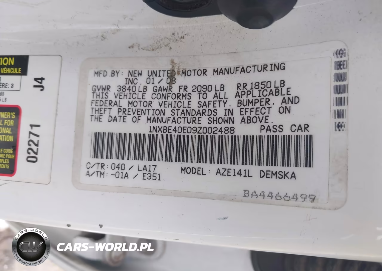 2009 Toyota Corolla Xrs VIN:1NXBE40E09Z002488 - 9