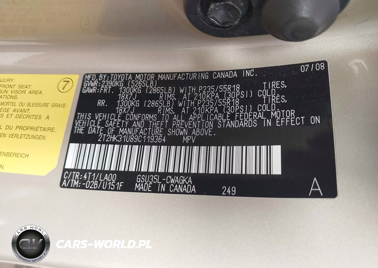 2009 Lexus Rx 350 VIN:2T2HK31U89C119364 - 9