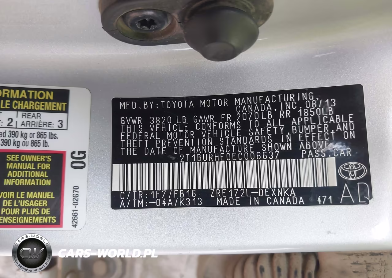 2014 Toyota Corolla Le VIN:2T1BURHE0EC006637 - 9
