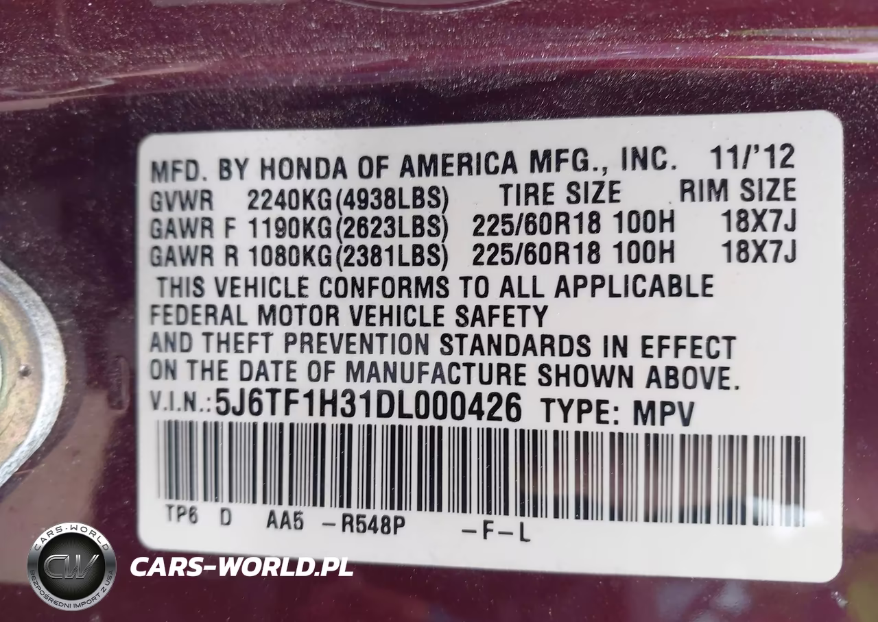 2013 Honda Crosstour Ex V6 VIN:5J6TF1H31DL000426 - 9