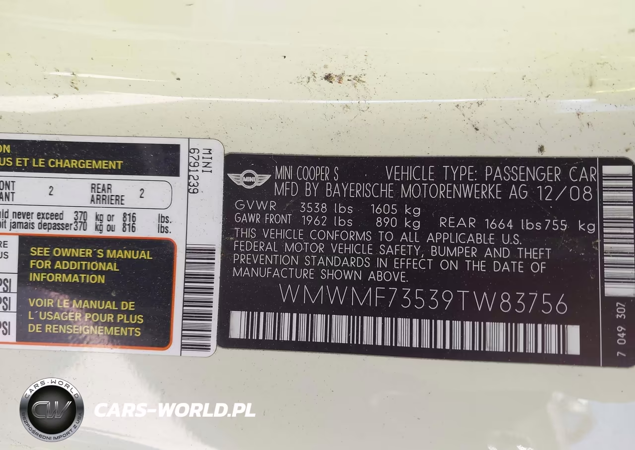 2009 Mini Cooper S VIN:WMWMF73539TW83756 - 9
