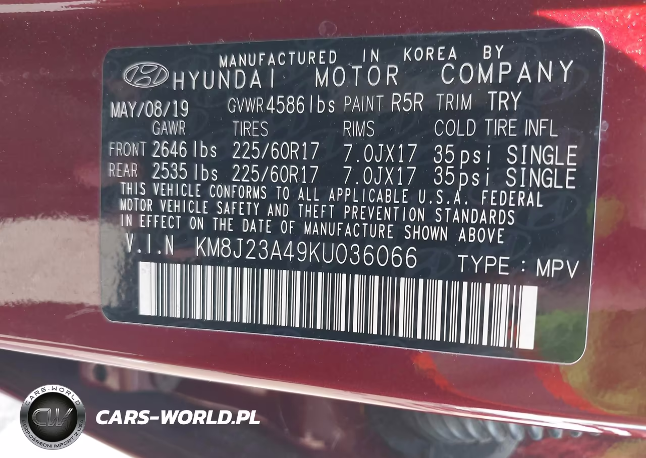 2019 Hyundai Tucson Se VIN:KM8J23A49KU036066 - 9