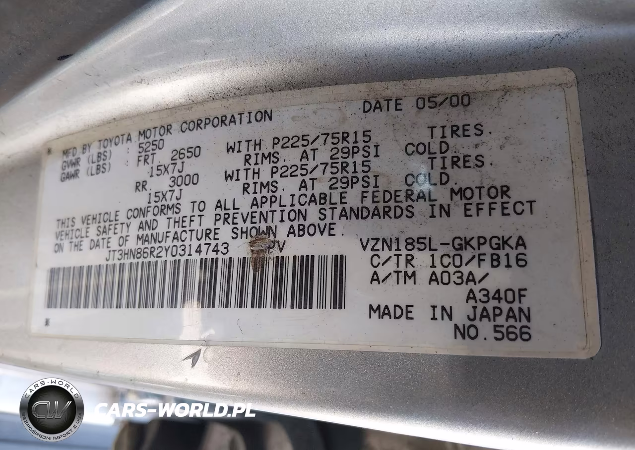 2000 Toyota 4Runner Sr5 V6 VIN:JT3HN86R2Y0314743 - 9