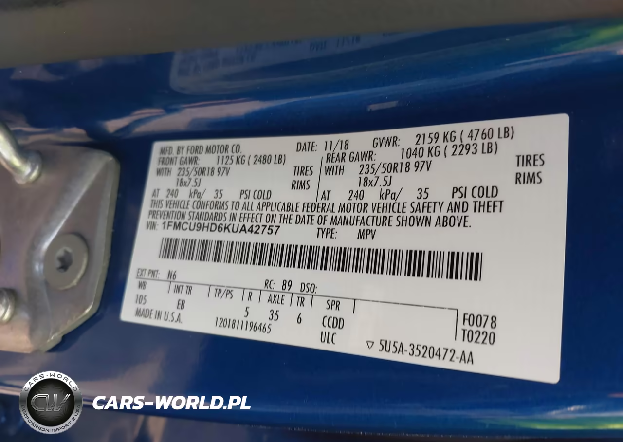 2019 Ford Escape Sel VIN:1FMCU9HD6KUA42757 - 9