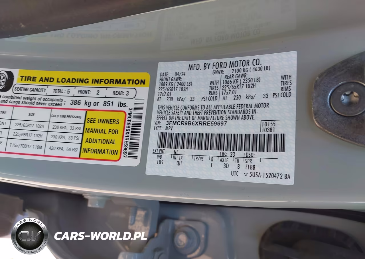 2024 Ford Bronco Sport Big Bend VIN:3FMCR9B6XRRE59697 - 9