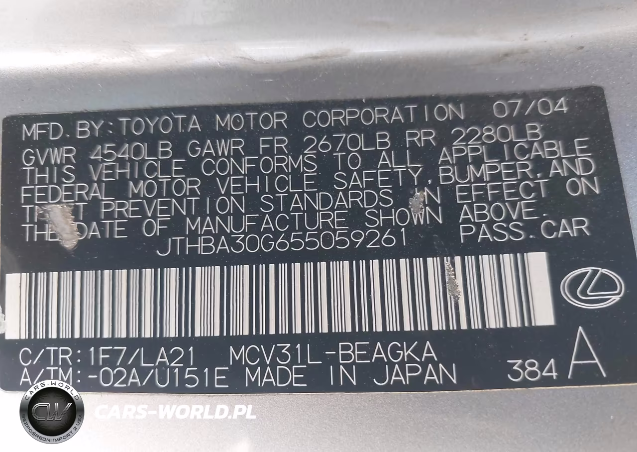 2005 Lexus Es 330 VIN:JTHBA30G655059261 - 9