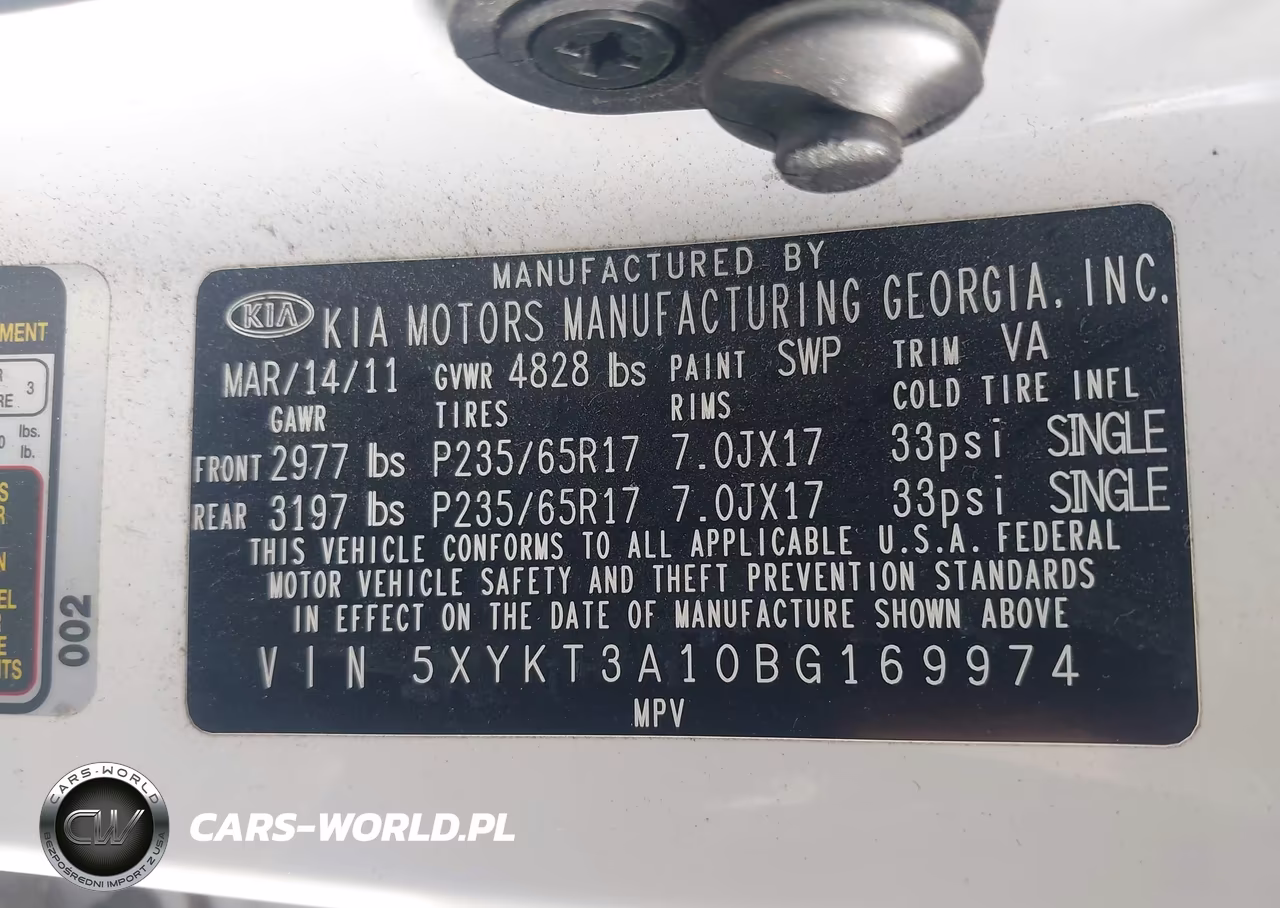 2011 Kia Sorento Lx VIN:5XYKT3A10BG169974 - 9