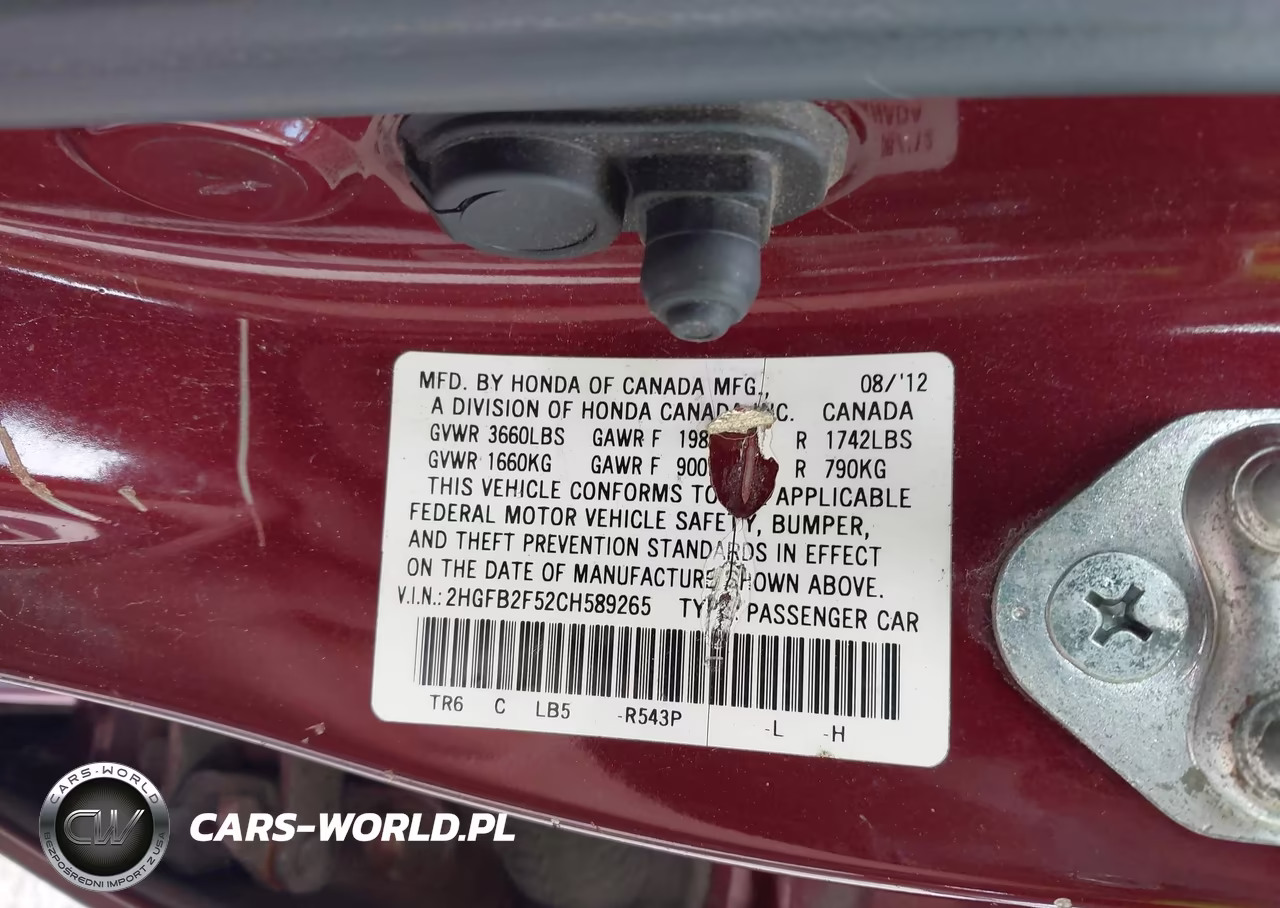 2012 Honda Civic Lx VIN:2HGFB2F52CH589265 - 9