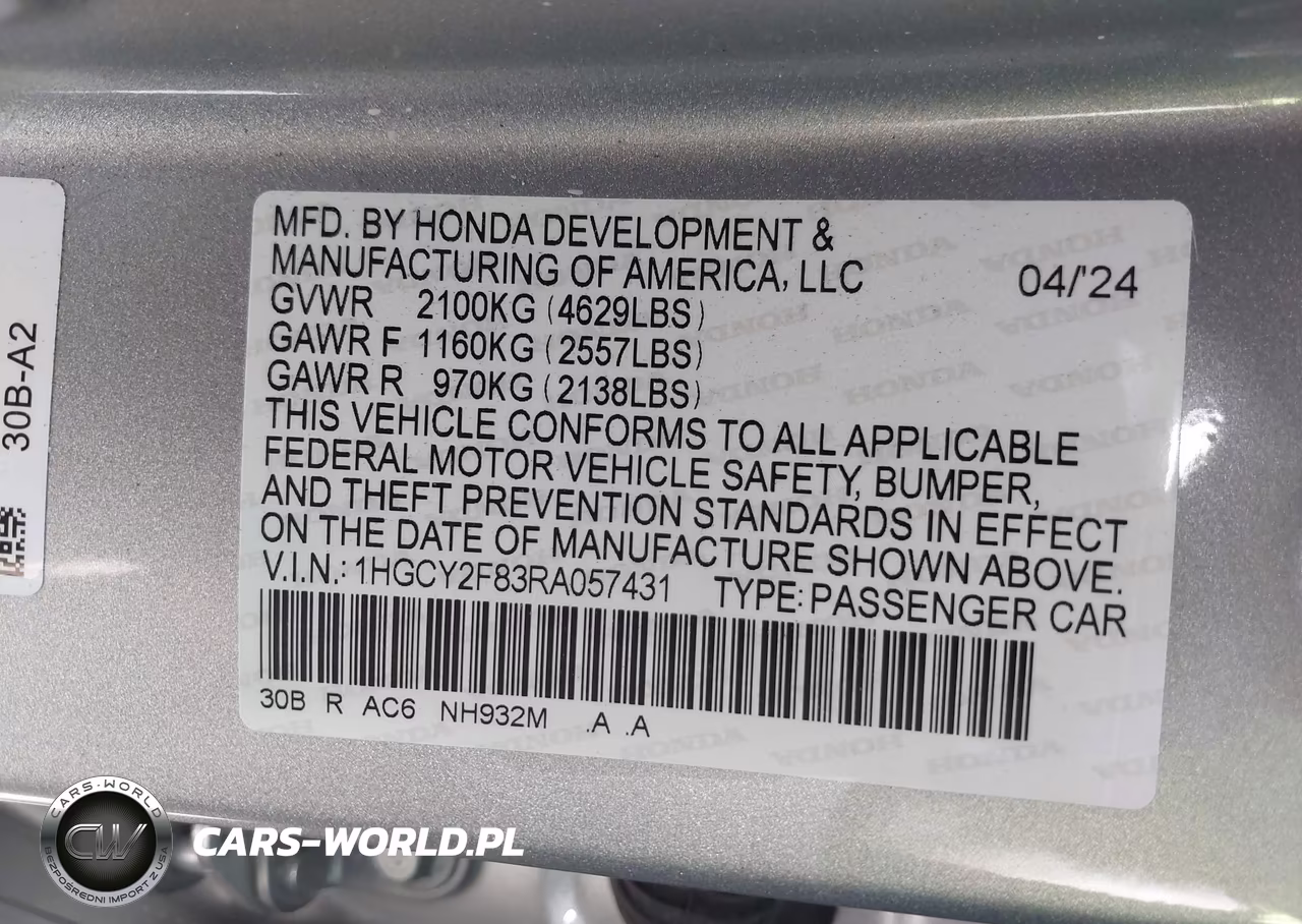 2024 Honda Accord Hybrid Touring VIN:1HGCY2F83RA057431 - 9