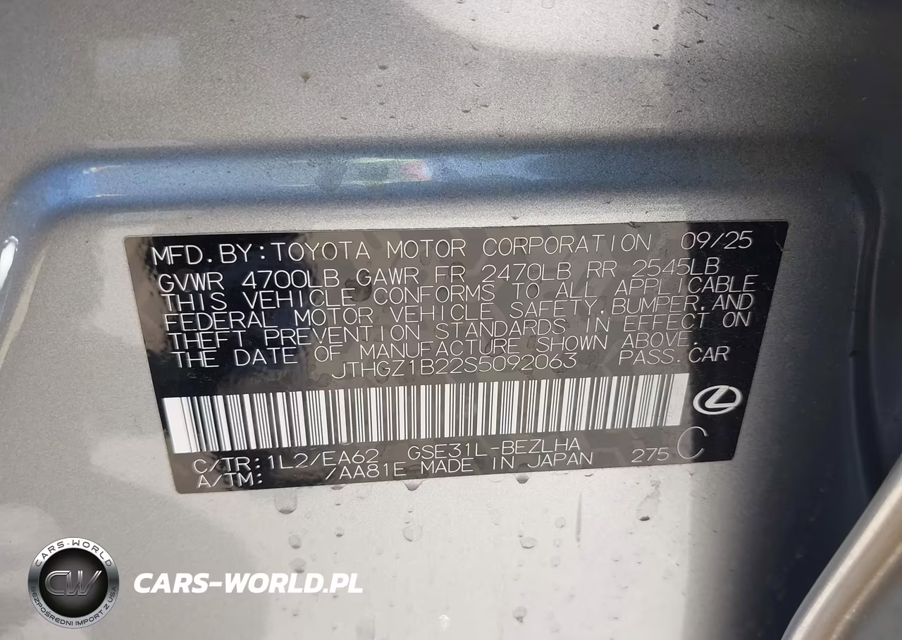 2025 Lexus Is 350 F Sport VIN:JTHGZ1B22S5092063 - 9