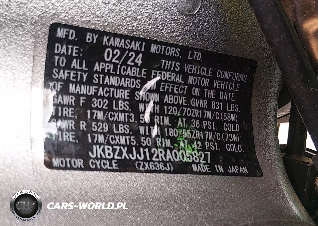 2024 Kawasaki Zx636 K VIN:JKBZXJJ12RA005827 - 10
