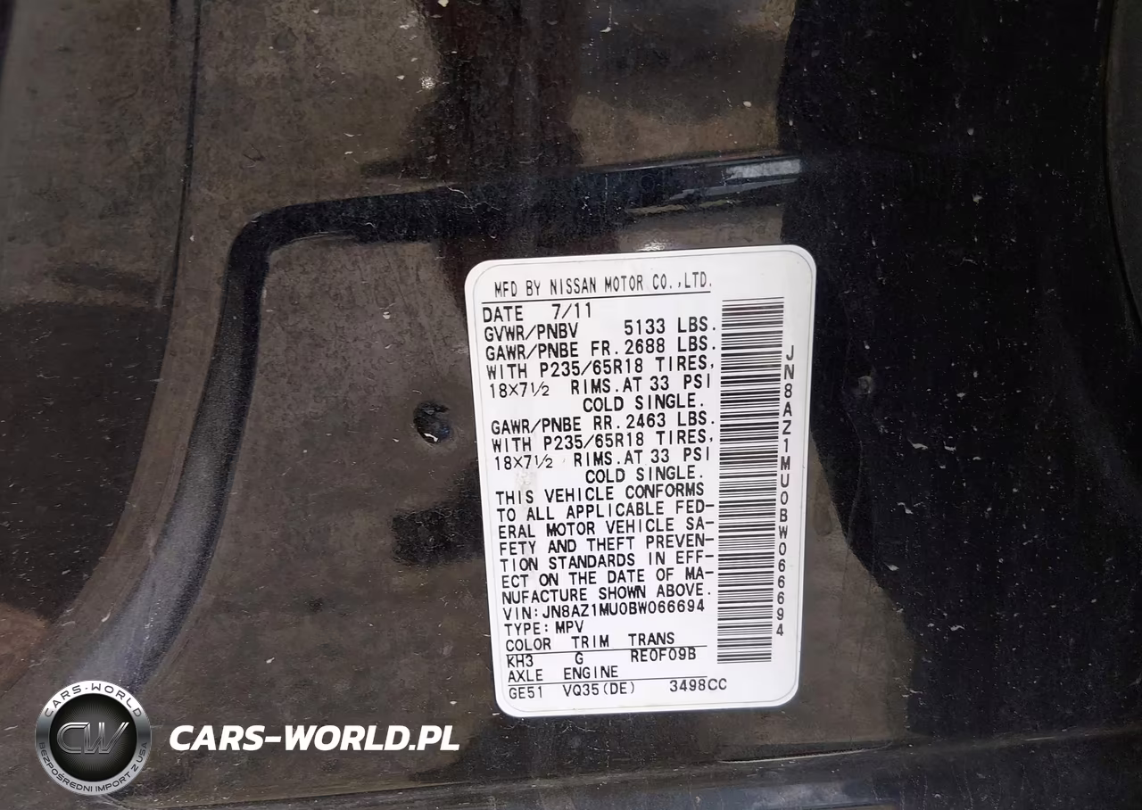 2011 Nissan Murano Sl VIN:JN8AZ1MU0BW066694 - 9