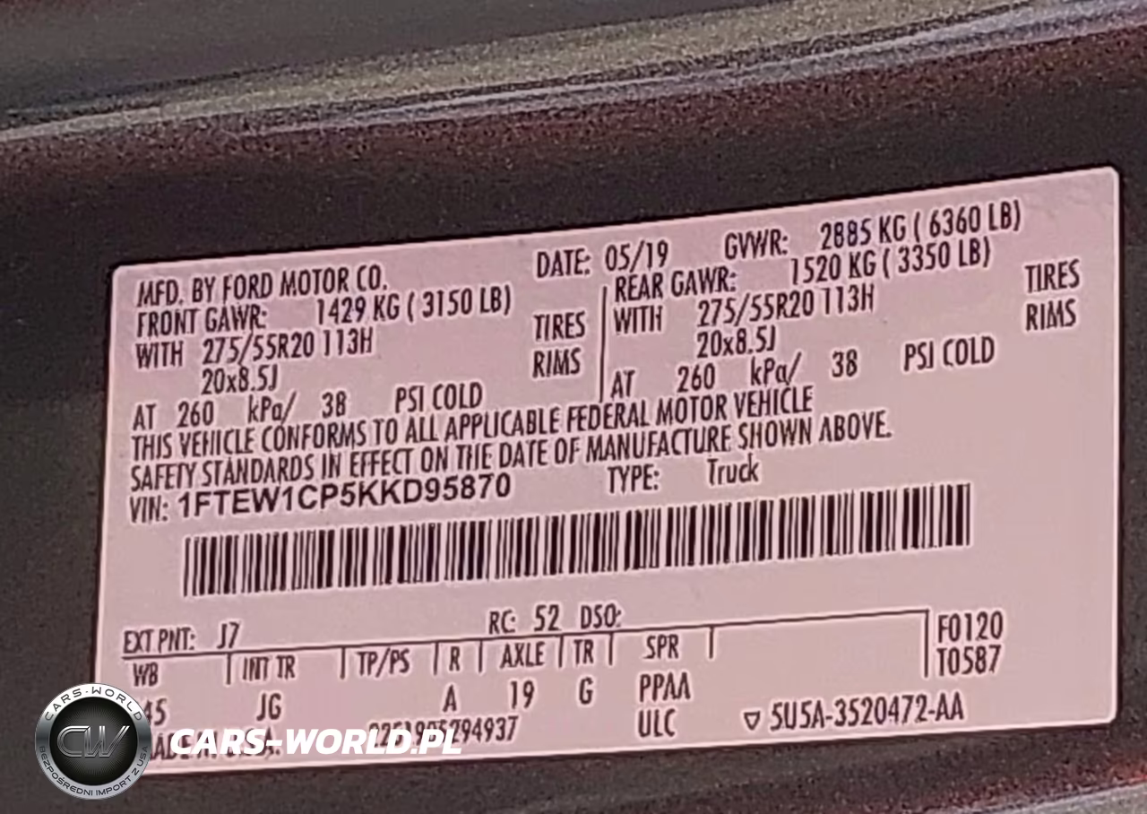 2019 Ford F-150 Xl VIN:1FTEW1CP5KKD95870 - 9