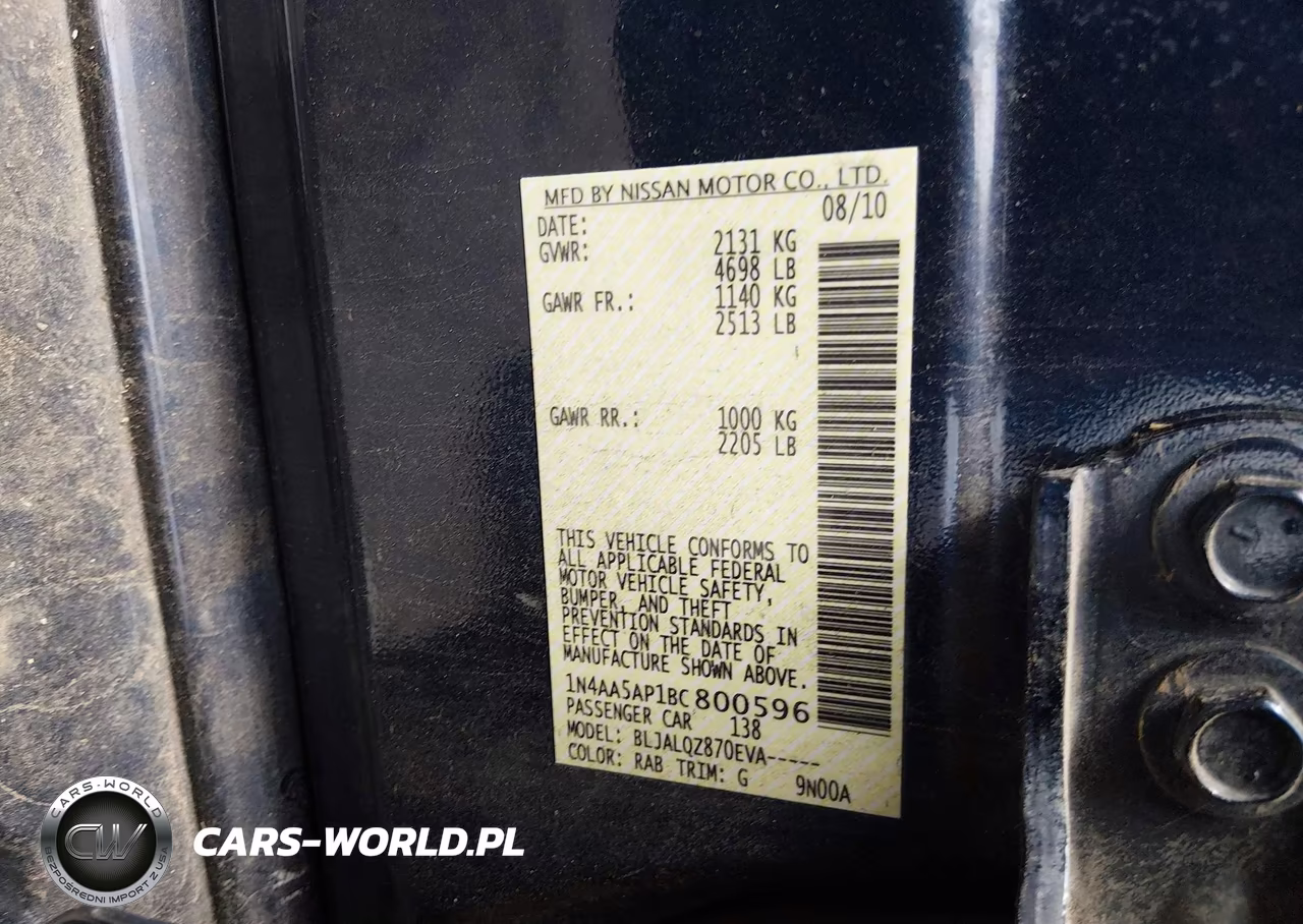 2011 Nissan Maxima 3.5 S VIN:1N4AA5AP1BC800596 - 9