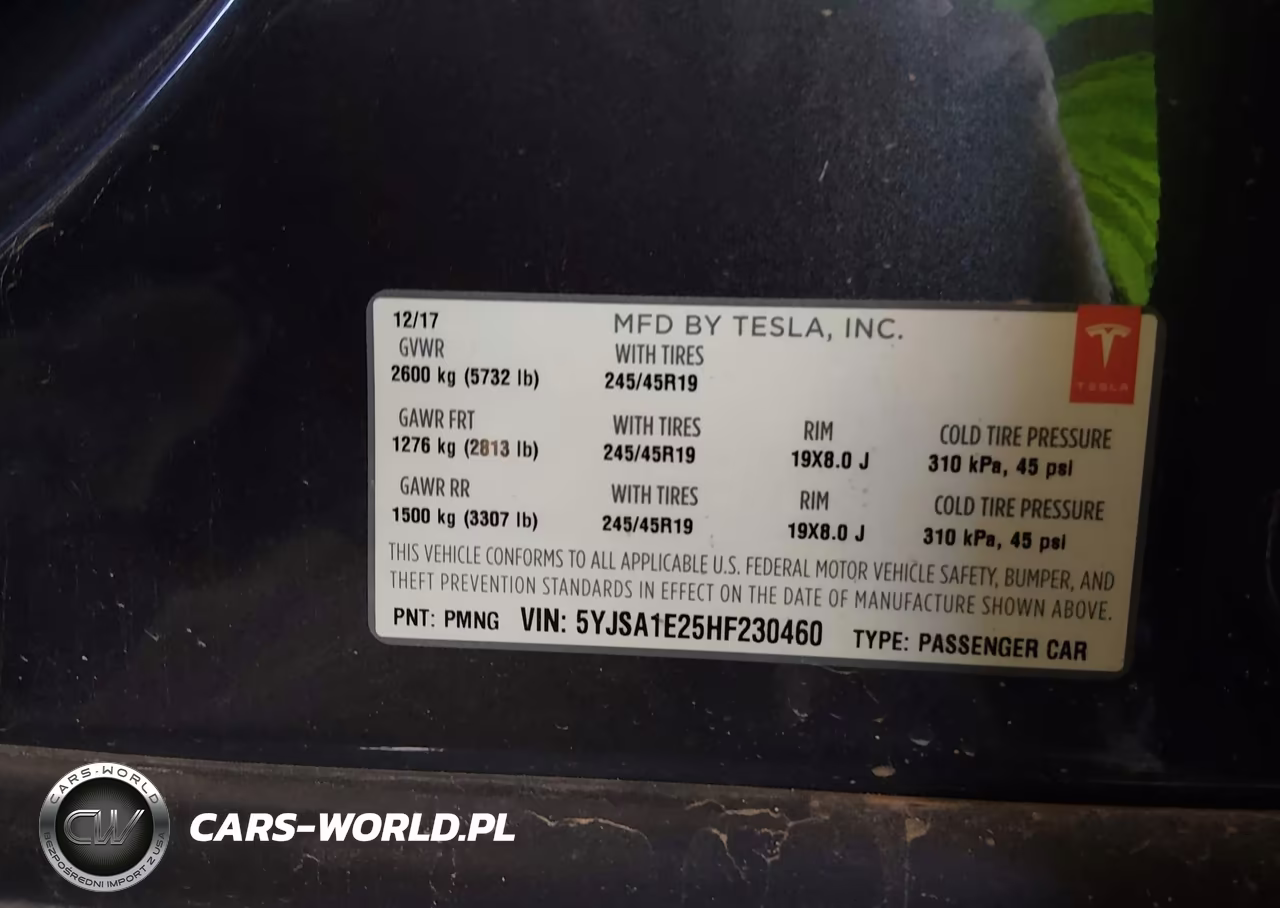 2017 Tesla Model S 100D-60D-75D-90D-P100D VIN:5YJSA1E25HF230460 - 9