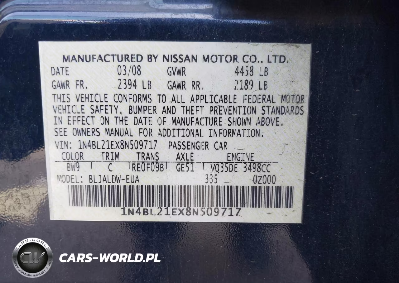 2008 Nissan Altima 3.5 Se VIN:1N4BL21EX8N509717 - 9