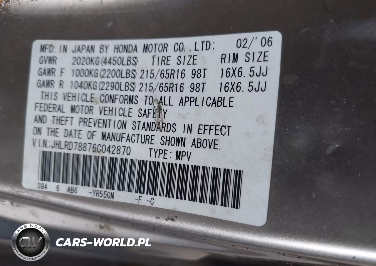 2006 Honda Cr-V Ex VIN:JHLRD78876C042870 - 9