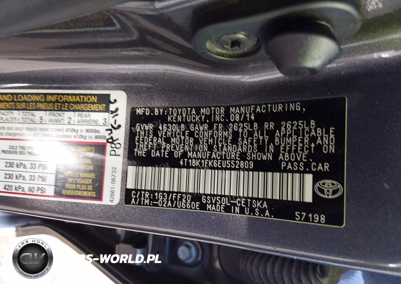 2014 Toyota Camry Se V6 VIN:4T1BK1FK6EU552809 - 9