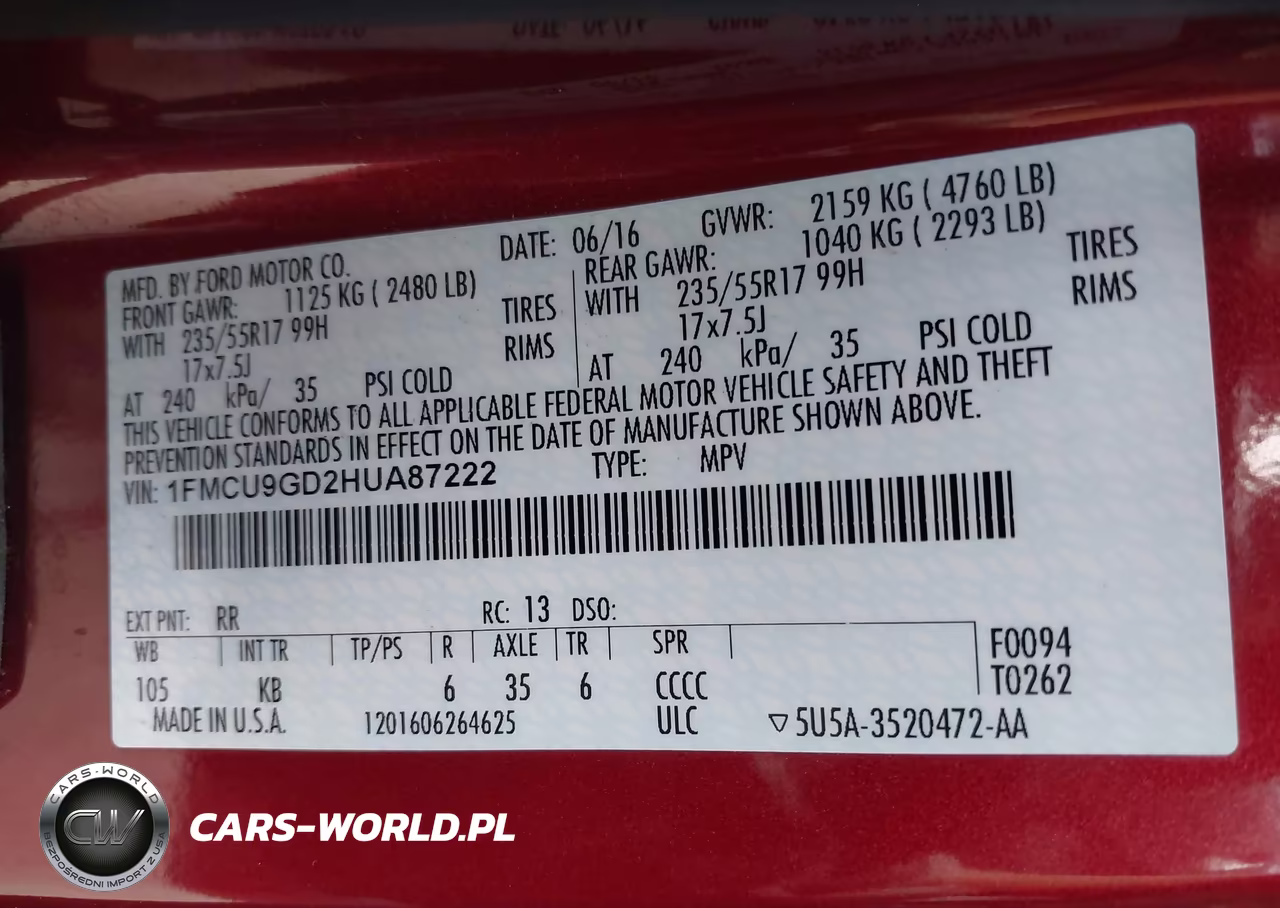 2017 Ford Escape Se VIN:1FMCU9GD2HUA87222 - 9