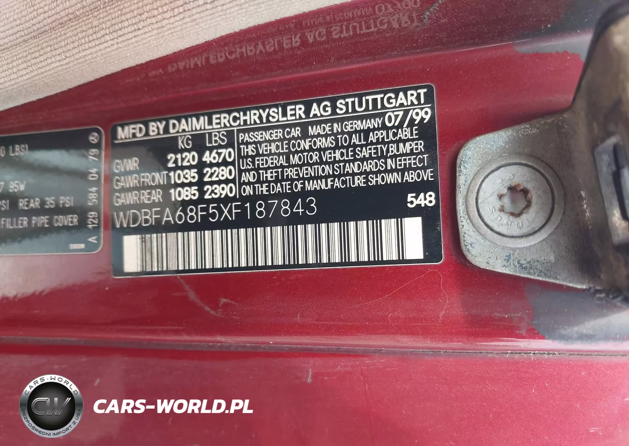 1999 Mercedes-Benz Sl 500 VIN:WDBFA68F5XF187843 - 9
