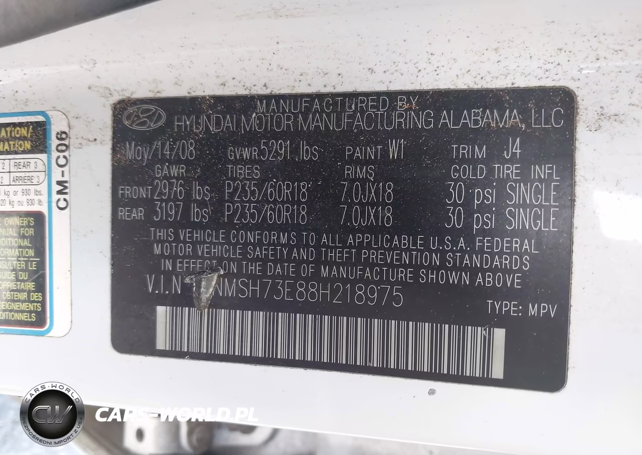 2008 Hyundai Santa Fe Limited-Se VIN:5NMSH73E88H218975 - 9