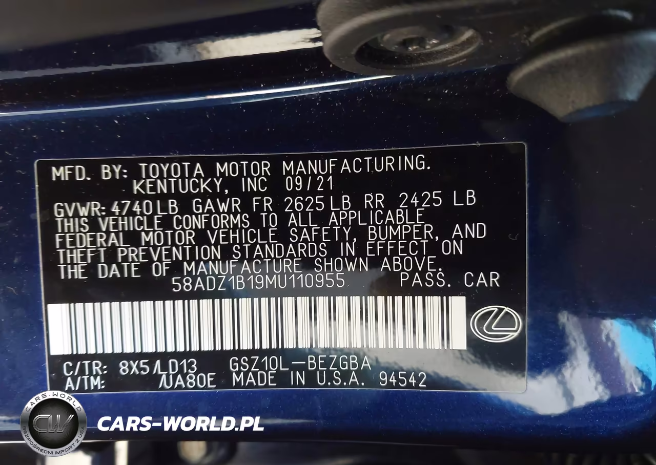 2021 Lexus Es 350 VIN:58ADZ1B19MU110955 - 9