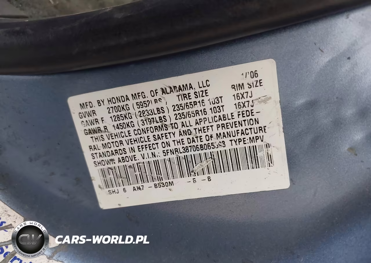 2006 Honda Odyssey Ex-L VIN:5FNRL38706B065393 - 9