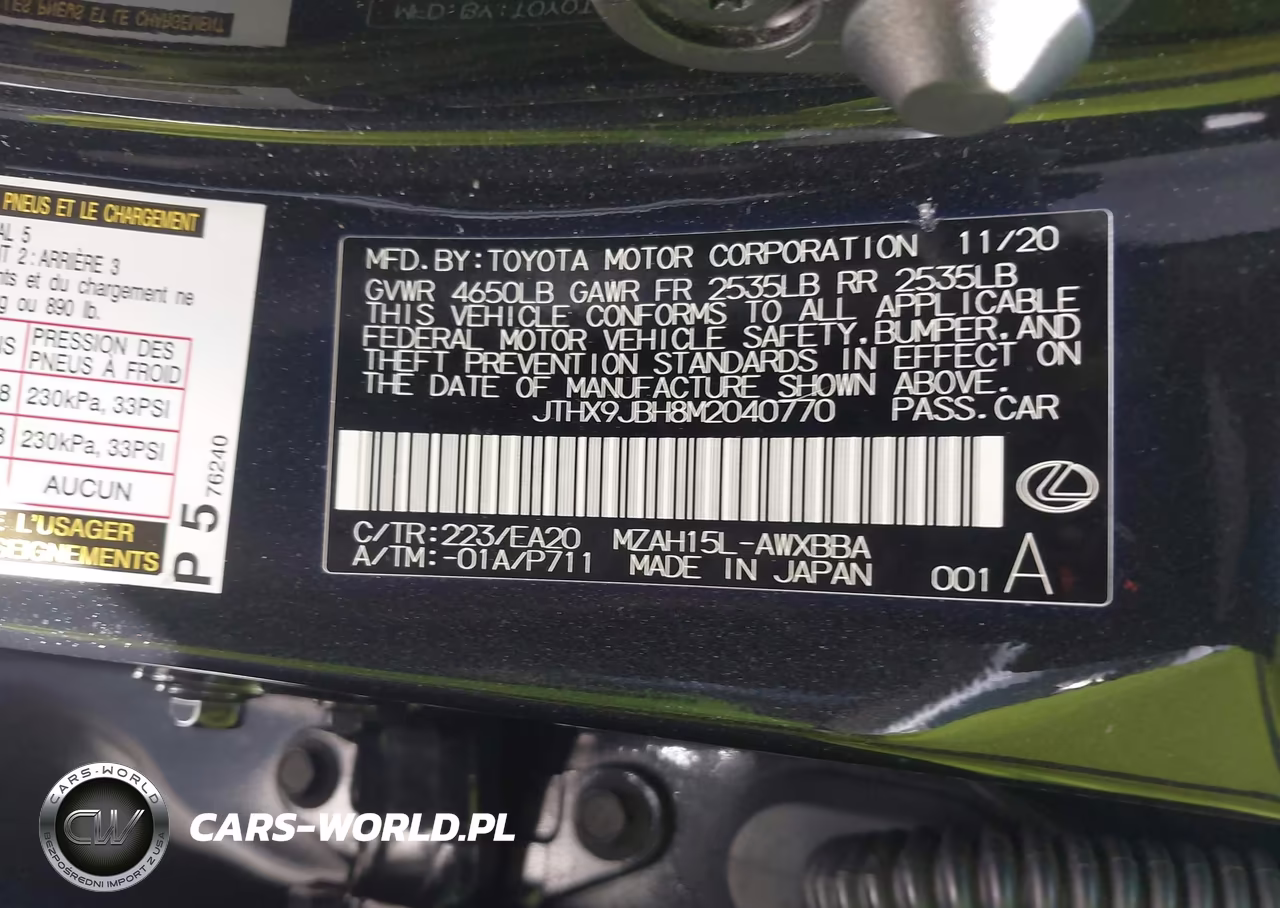 2021 Lexus Ux 250H VIN:JTHX9JBH8M2040770 - 9