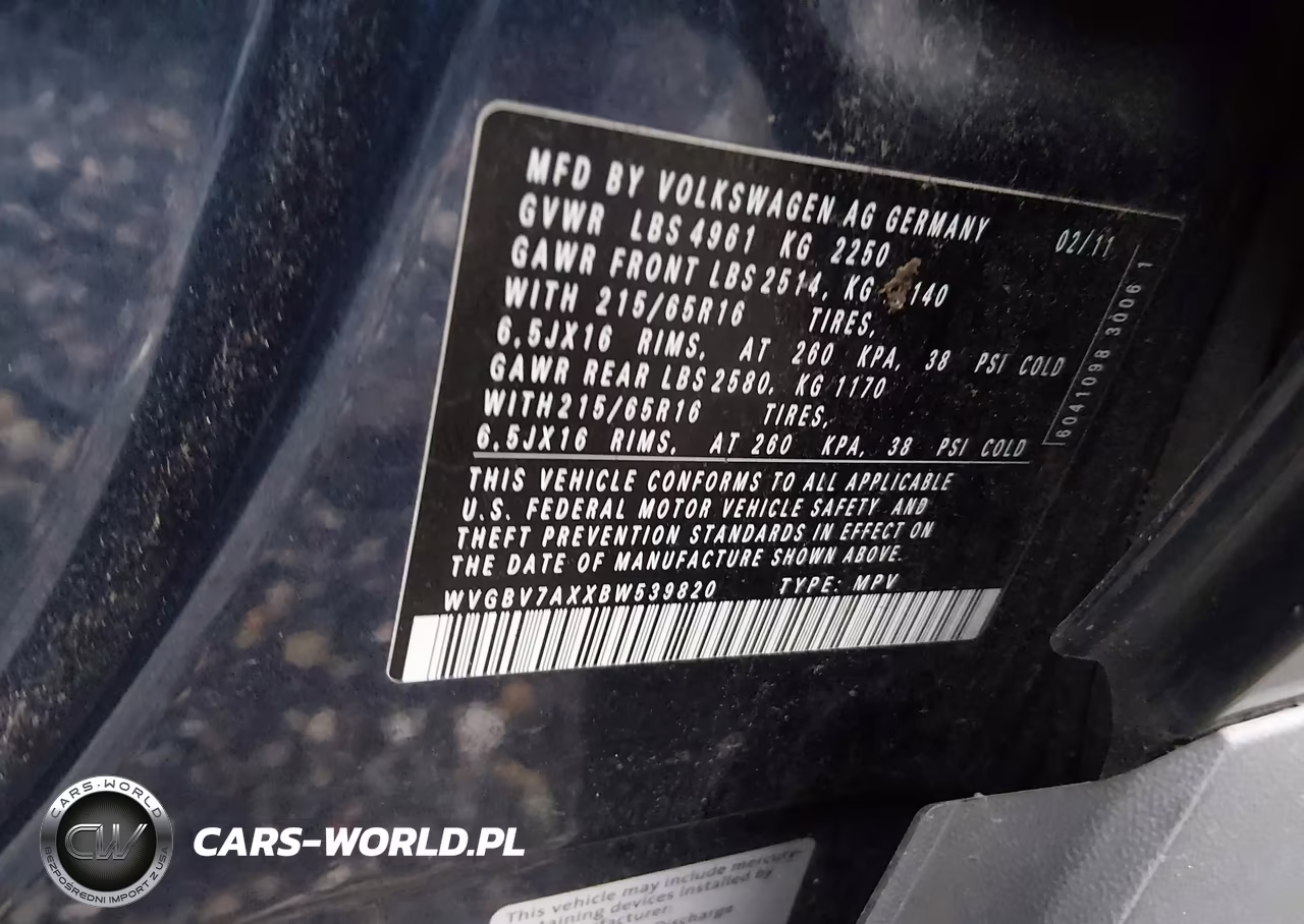 2011 Volkswagen Tiguan S VIN:WVGBV7AXXBW539820 - 9