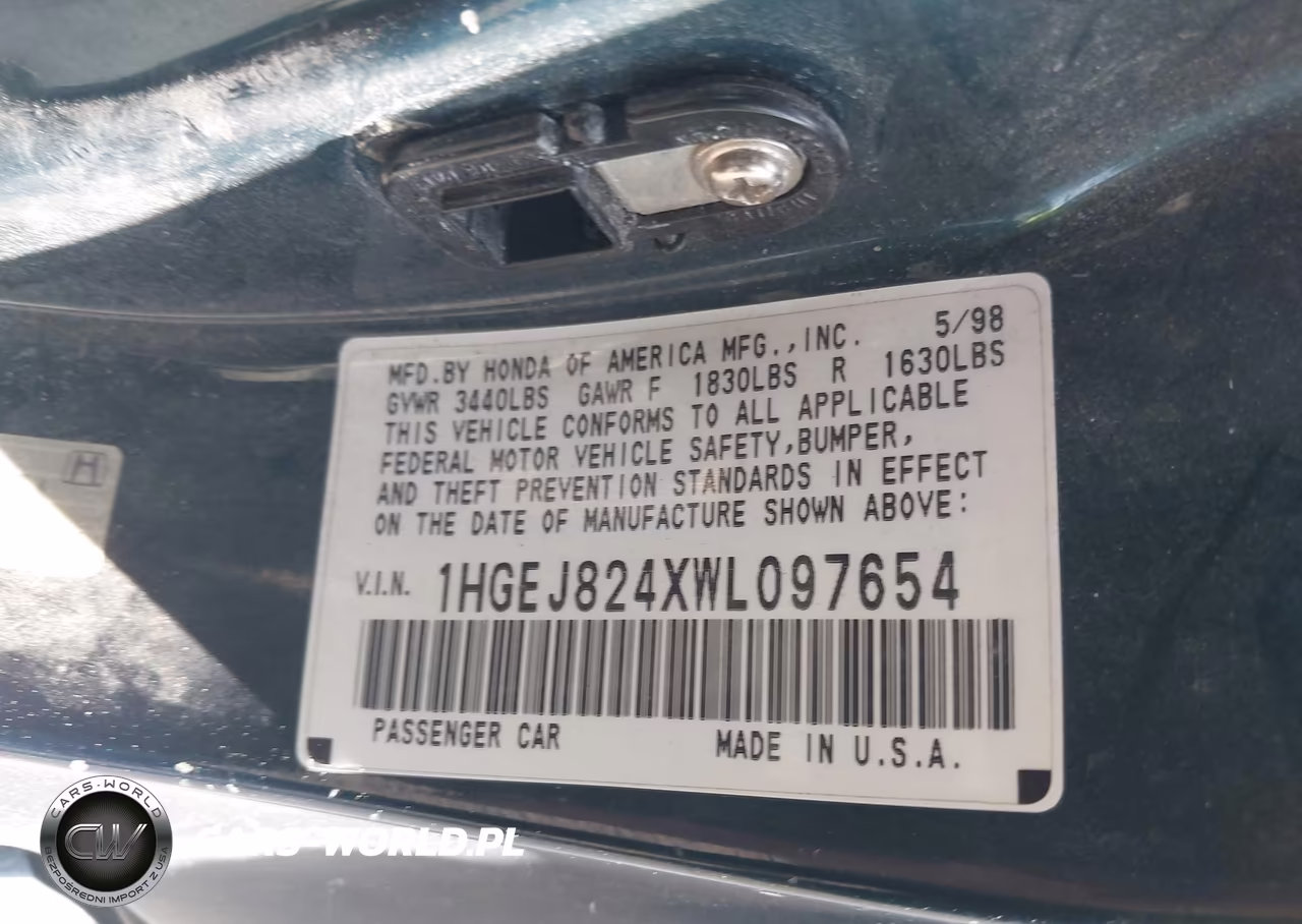 1998 Honda Civic Ex VIN:1HGEJ824XWL097654 - 9