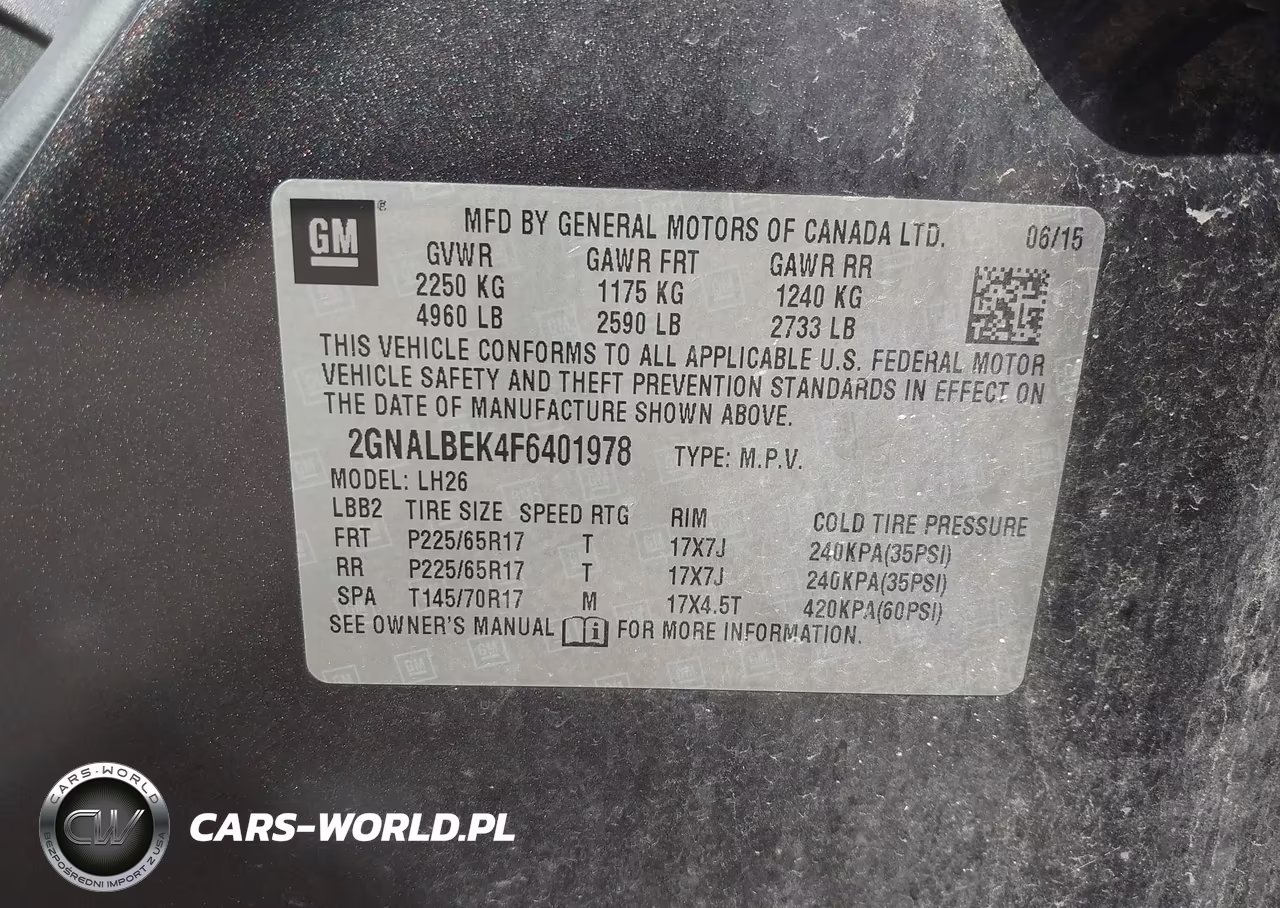 2015 Chevrolet Equinox Lt VIN:2GNALBEK4F6401978 - 9