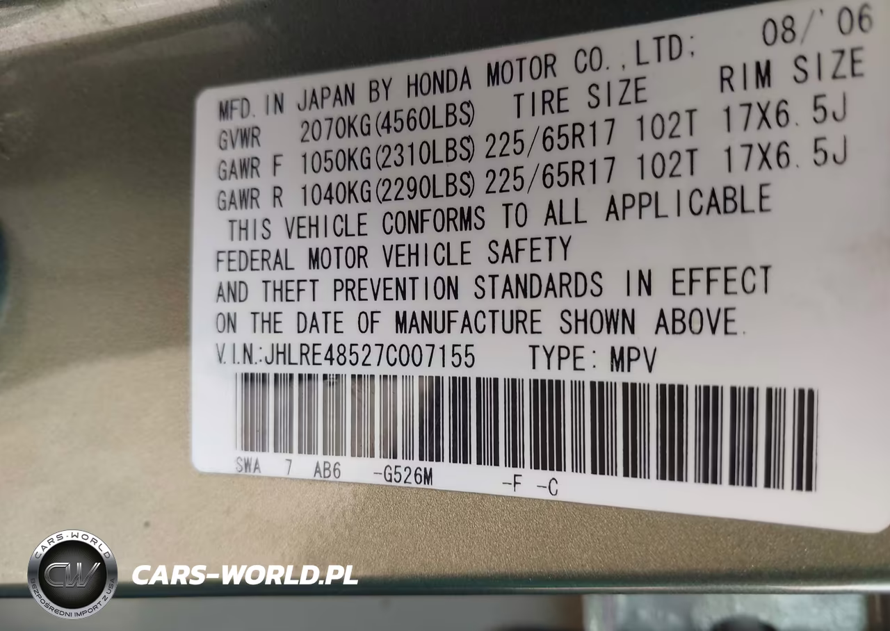 2007 Honda Cr-V Ex VIN:JHLRE48527C007155 - 9