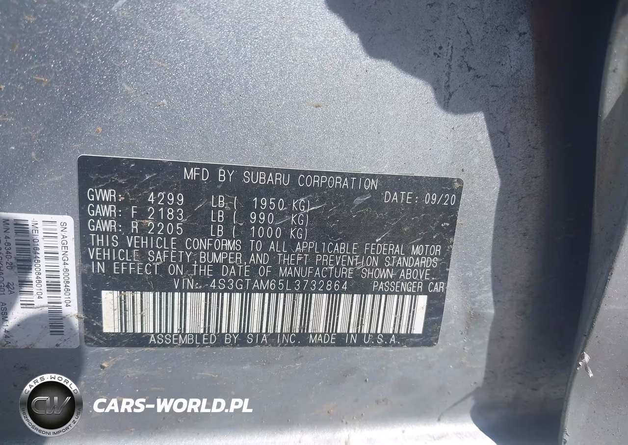 2020 Subaru Impreza Sport 5-Door VIN:4S3GTAM65L3732864 - 9