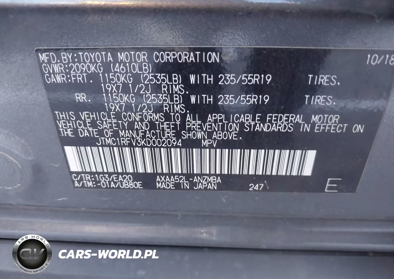 2019 Toyota Rav4 Xle Premium VIN:JTMC1RFV3KD002094 - 9