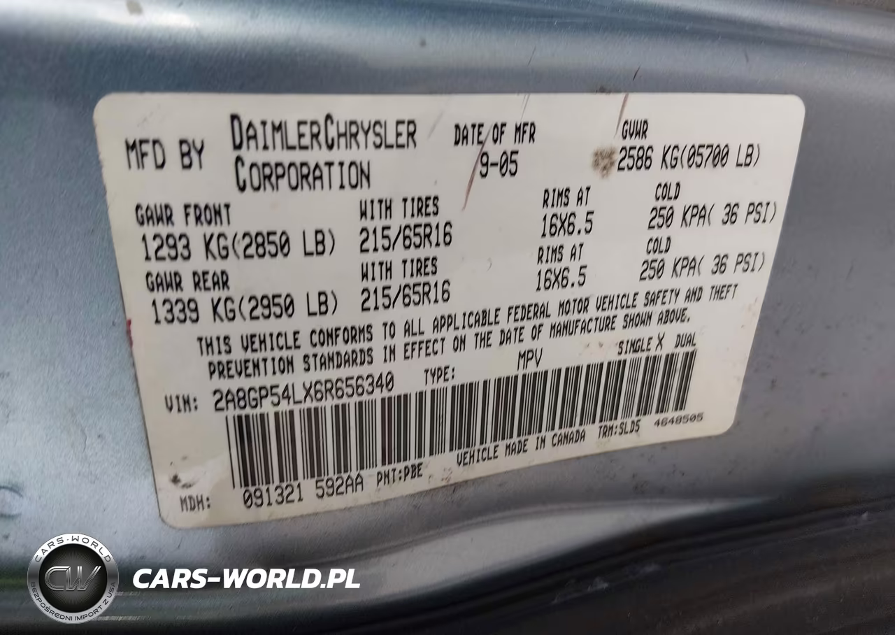 2006 Chrysler Town & Country Touring VIN:2A8GP54LX6R656340 - 9