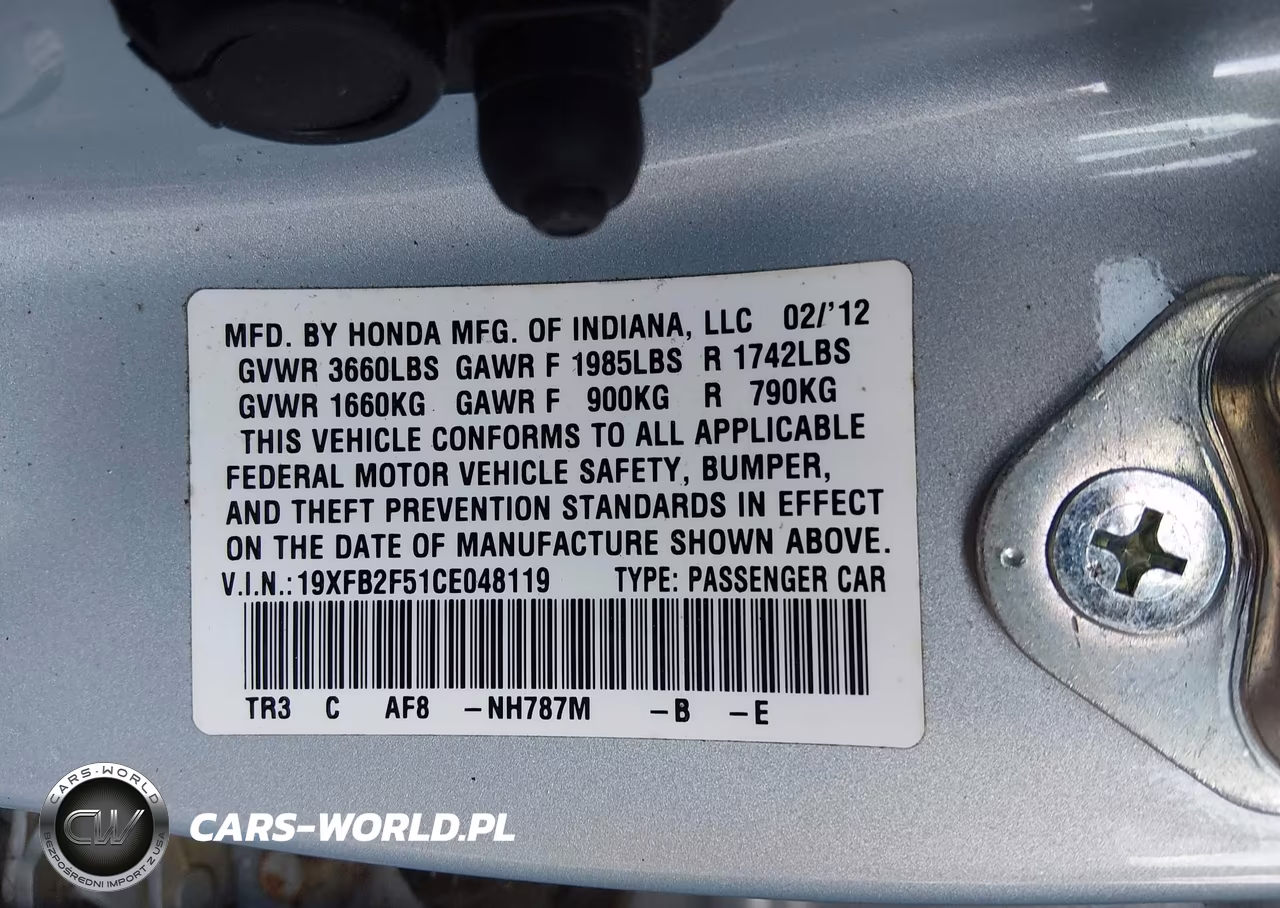 2012 Honda Civic Lx VIN:19XFB2F51CE048119 - 9