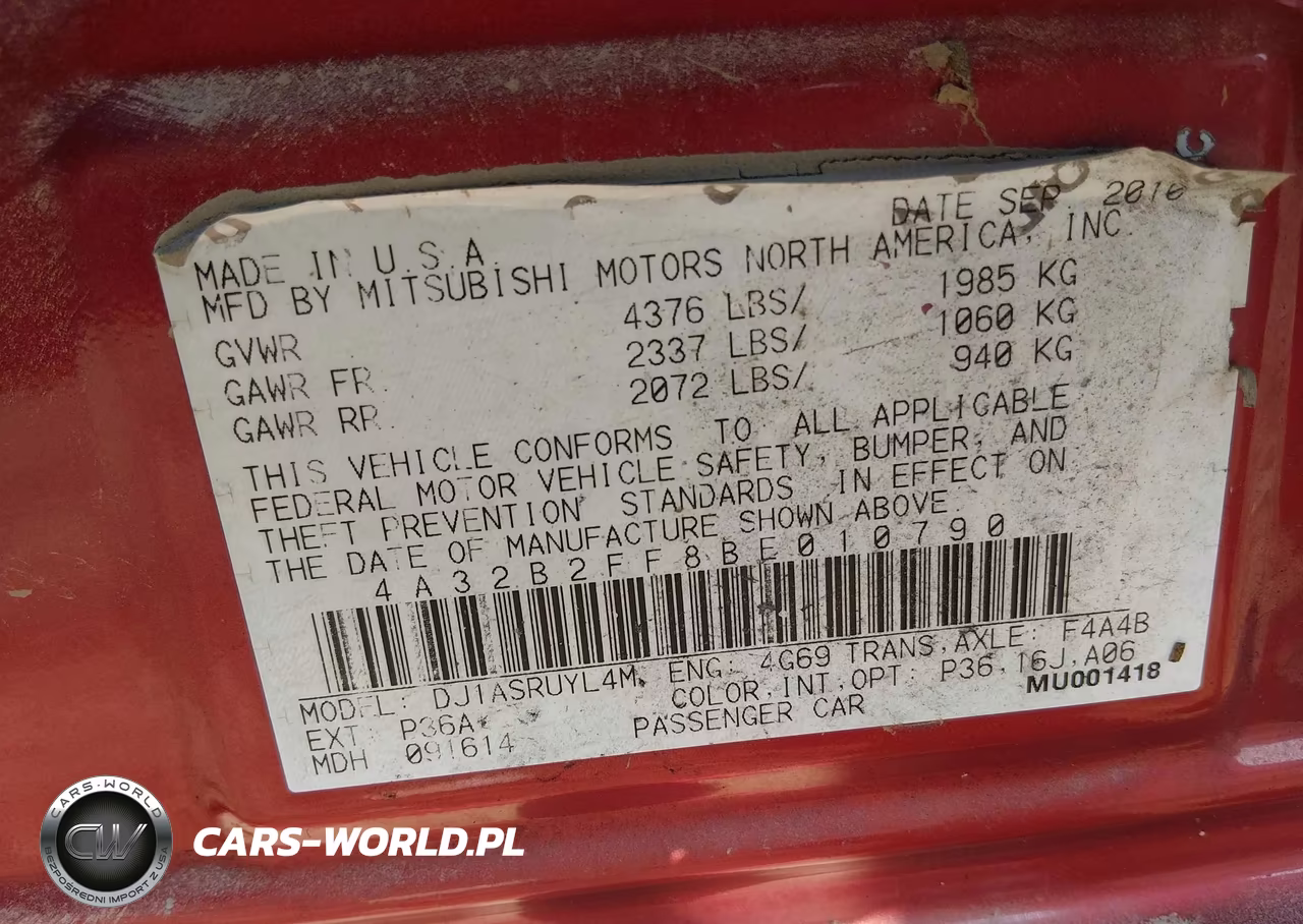 2011 Mitsubishi Galant Fe VIN:4A32B2FF8BE010790 - 9