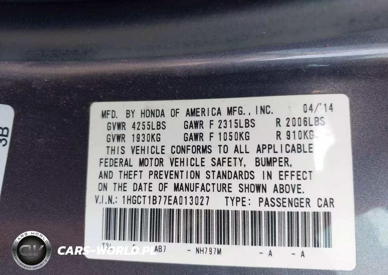 2014 Honda Accord Ex VIN:1HGCT1B77EA013027 - 9