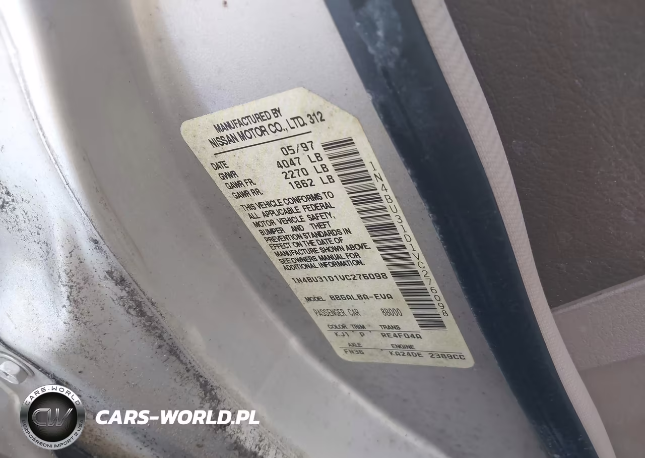 1997 Nissan Altima Gle-Gxe-Se-Xe VIN:1N4BU31D1VC276098 - 9